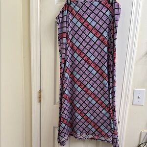 LuLaRoe Purple and Pink Asymmetrical A-Line Maxi Skirt